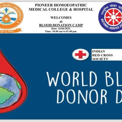 BLOOD DONATION DAY CELEBRATION AT PIONEER HOMOEOPATHIC COLLEGE AND HOSPITAL
