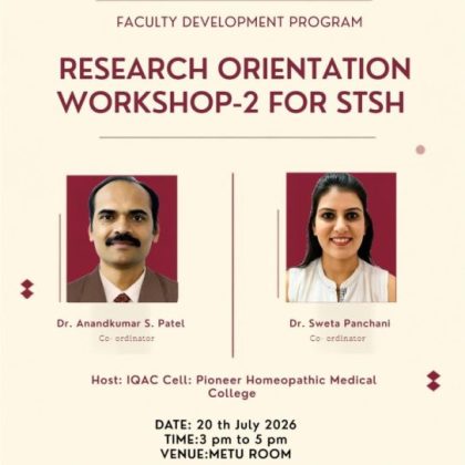Research Orientation Workshop–2 for STSH