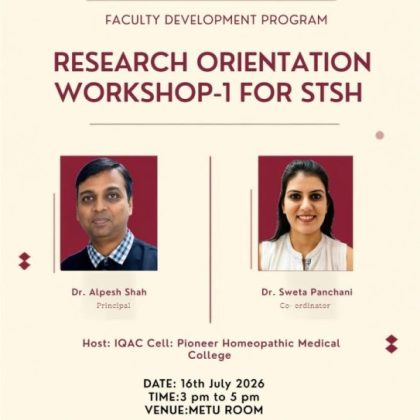 Research Orientation Workshop–1 for STSH